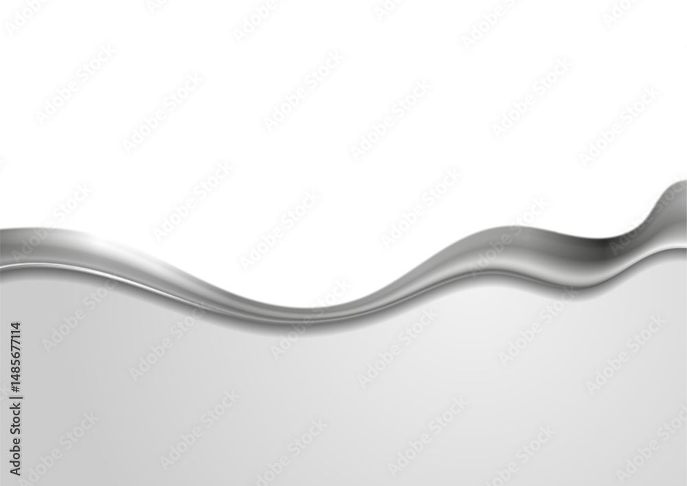 Aufkleber Grey and white minimal background with abstract metallic wave. Vector design
