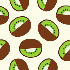 Cute kiwi fruits pattern background vector design