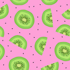 Cute kiwi fruits pattern background vector design