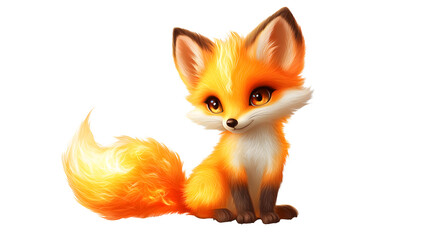 Obraz premium A baby fire fox with ultra-detailed glowing orange fur isolated on transparent bg