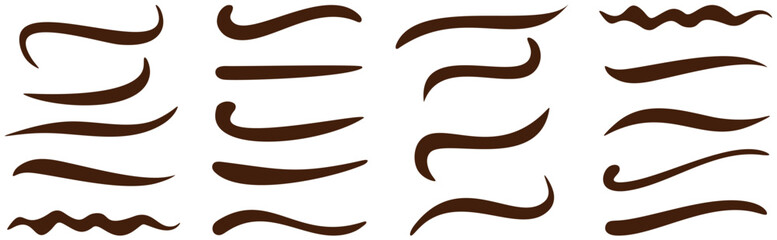 Set of swoosh. hand drawn calligraphy swoosh . swoop underline typography tails shapes, calligraphy swirl vectors flat illustration isolated on white background © Never Give up 