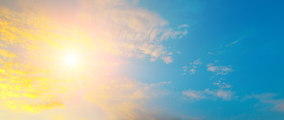 Beautiful sky background - Sunset (Sunrise) sky with light clouds.