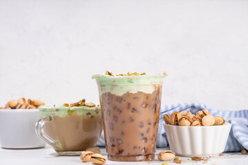 Vegan pistachio milk coffee latte