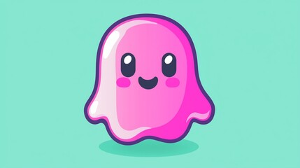 Obraz premium Cute Pink Slime Ghost Cartoon