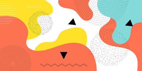 Abstract Pop Art Color Background. geometric shape design with trendy Memphis  80s-90s style