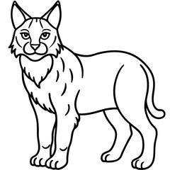 Minimal Arctic Lynx Vector Line Art