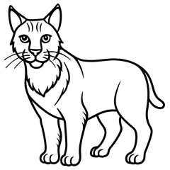Minimal Arctic Lynx Vector Line Art