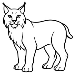 Minimal Arctic Lynx Vector Line Art