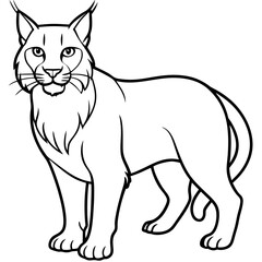 Minimal Arctic Lynx Vector Line Art