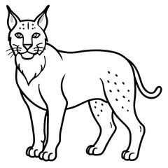 Minimal Arctic Lynx Vector Line Art