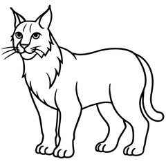 Minimal Arctic Lynx Vector Line Art
