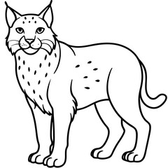 Minimal Arctic Lynx Vector Line Art