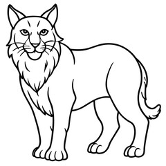 Minimal Arctic Lynx Vector Line Art