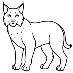 Minimal Arctic Lynx Vector Line Art