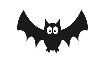 Halloween bat silhouette on white background. Bat vector illustration. Bat icon.