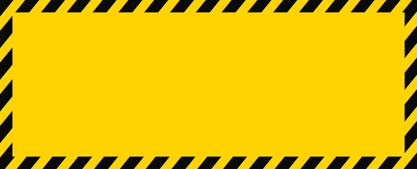 Attention Warning Blank Background, Black Yellow Lines Frame Vector Illustration