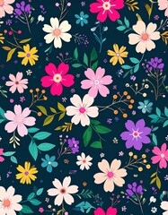 Blue seamless floral pattern