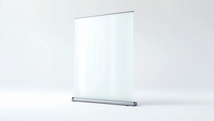 Blank white roll-up banner display mockup, isolated, 3d rendering. Clear rollup baner design mock up, front view. 
