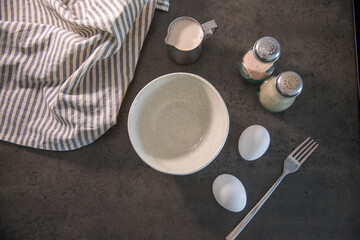 Making an omelette at home in the kitchen on the countertop