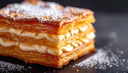 Close Up Of Delicious Cream Puff Pastry