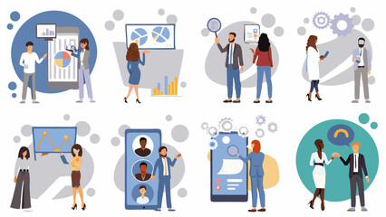 Data Analysis and Collaboration: An illustrative scene of business professionals engaged in data analysis, teamwork, and effective collaboration within a modern workplace environment.