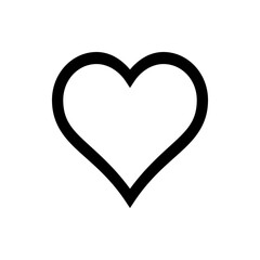 Illustration of a heart shape with a thick black outline on a white background creating a simple design