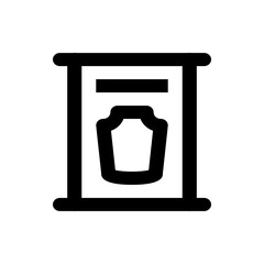 Illustration of a framed emblem with a distinctive shape centered inside a rectangular border design element