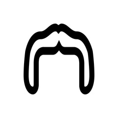 Illustration of a stylized handlebar mustache design with thick black lines on a white background view image