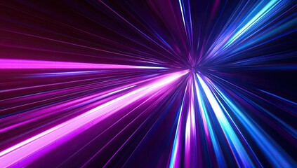 Obraz premium Abstract speed lines radiating from a central point, vibrant colors converge in a dynamic burst of energy