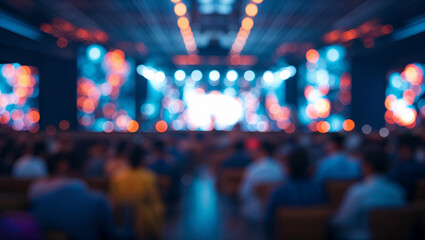 Audience watching a show with stage lights and blur effect
