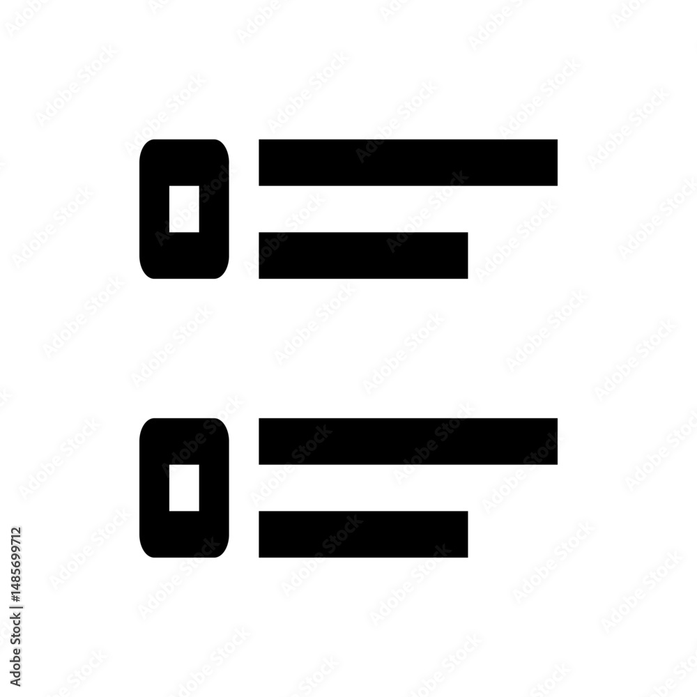 Poster two list items with square checkboxes and horizontal lines representing text fields displayed clearl