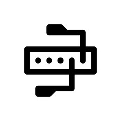 Illustration of a black secure folder icon with rounded edges and three dots indicating security measures