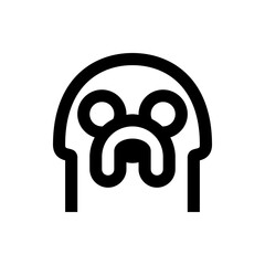 Stylized representation of a sad face with rounded features and thick lines in a minimalist design style