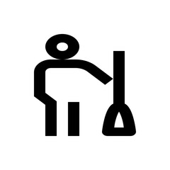 Fototapeta premium Illustration of a person holding a paddle, depicted in a minimalist, black and white style graphic
