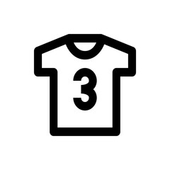 Illustration of a black outline of a t shirt with the number three displayed prominently in the center