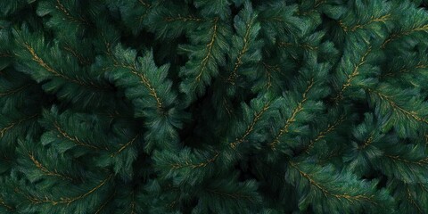 Close-up view of dense, overlapping dark green fern leaves with textured appearance and visible brown veins creating a natural pattern