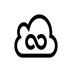 Illustration of a cloud shape with an infinity symbol inside it in black and white color scheme design