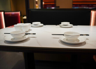 Empty plates display in the Chinese restaurant