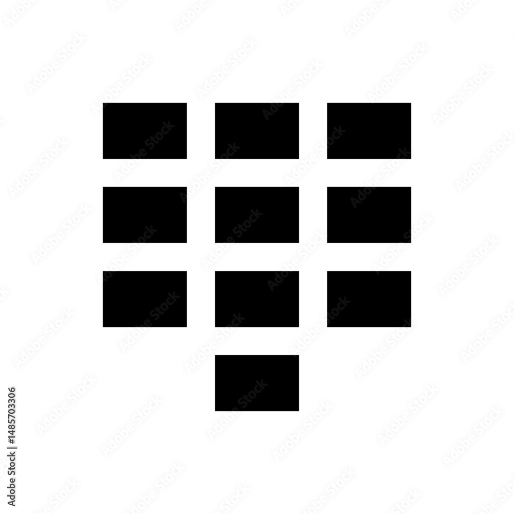 Poster nine black rectangles arranged in a grid pattern with three rows and three columns on a white backgr