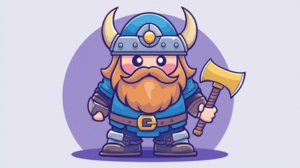 Naklejka premium Cute Viking Cartoon Character