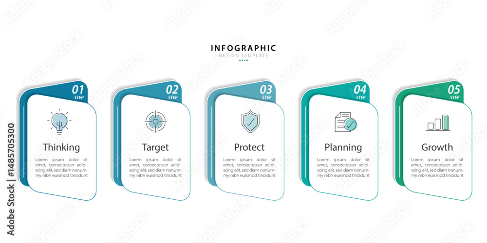 Poster timeline creator infographic template. 5 step timeline journey, calendar flat simple infographics de