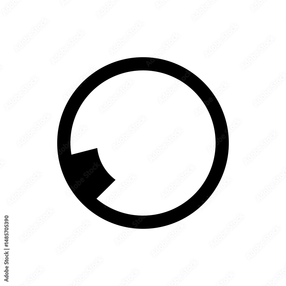Poster a simple black circle with a section cut out creating a partial opening on a white background plain 