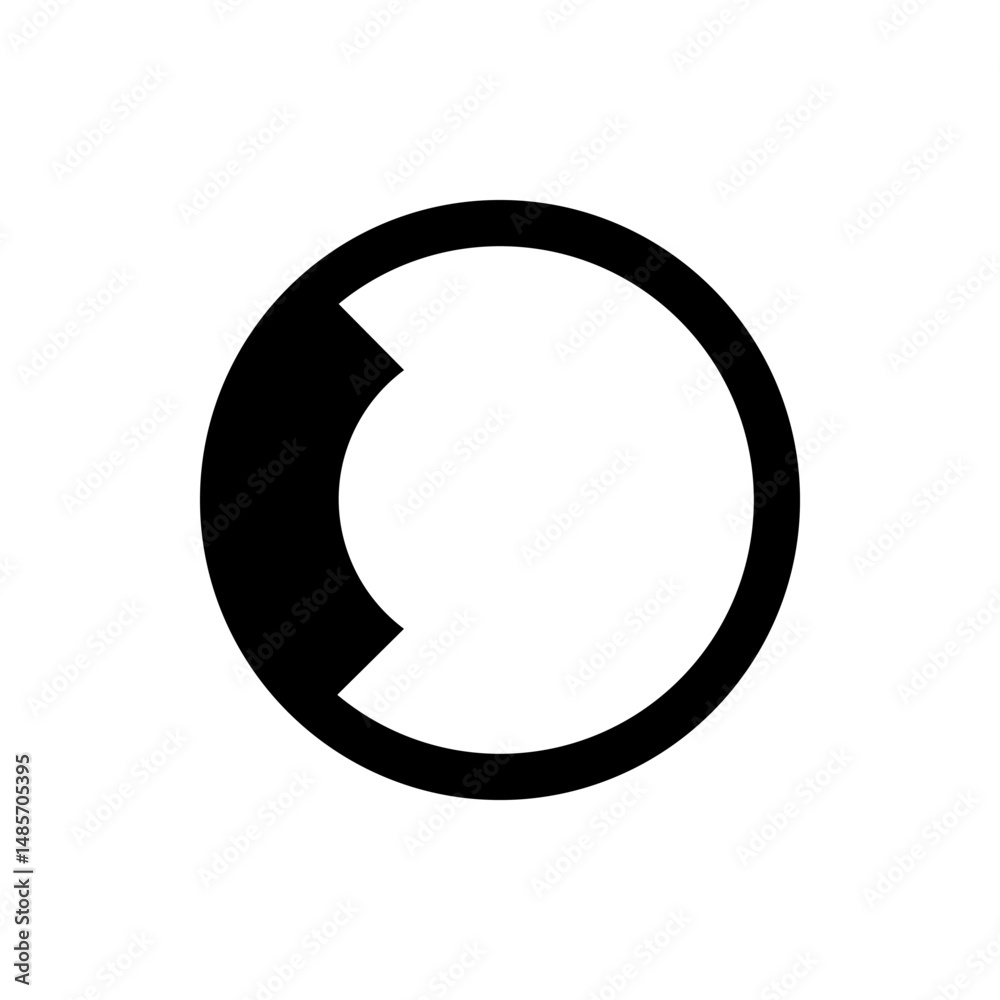 Poster black circle with a partial cut out section creating a crescent shape on the left side design elemen