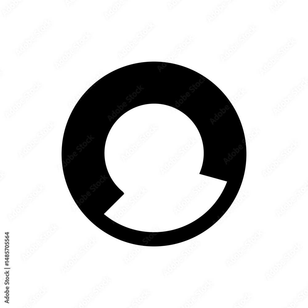 Poster a black circular shape with a partial white circle offset inside creating a dynamic visual effect sh