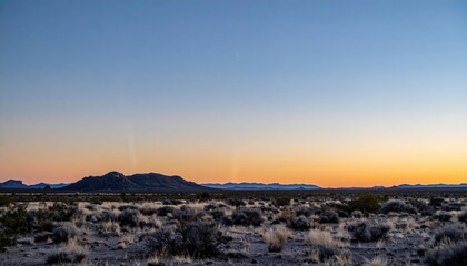 Desert Sunset Landscape With Mountains