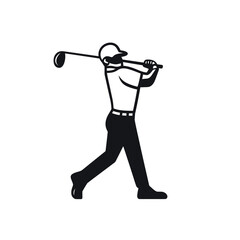 Golfer Swinging in Silhouette