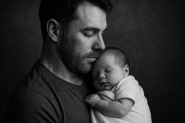 Father Cradling Sleeping Baby