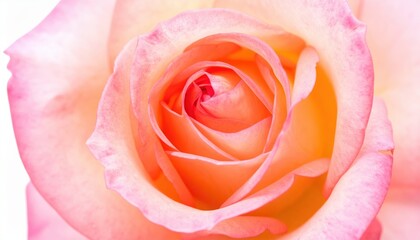 Close up Detailed Image of a Peach and Pink Rose Blossom Beautiful Floral
