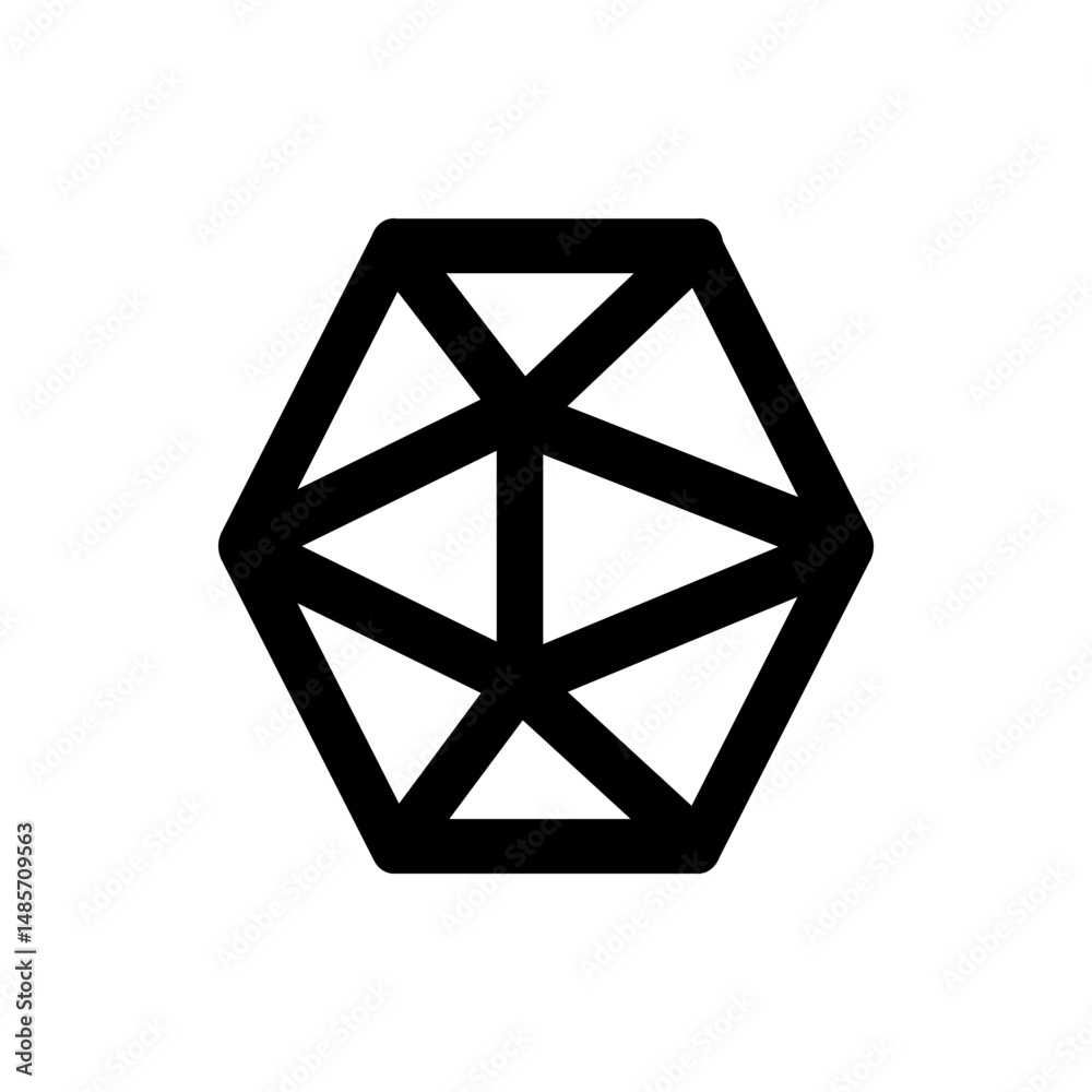 Poster geometric shape of a hexagon containing intersecting lines forming triangles inside the hexagon outl