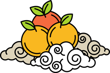 illustration of mandarin orange on cloud